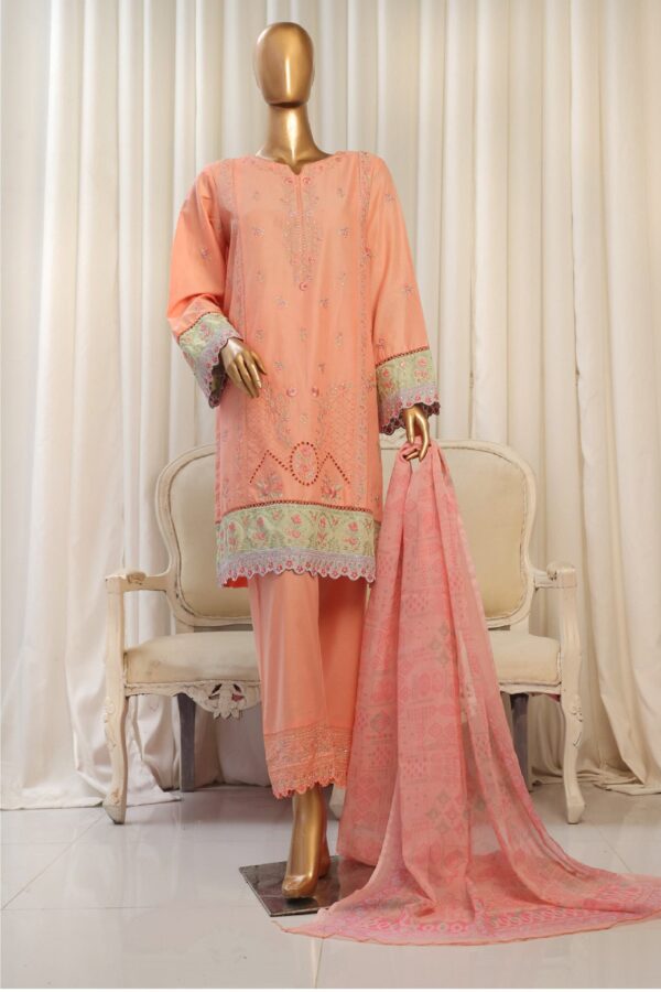The 2023 – 3 Piece Bin Saeed Luxury Suit with Embroidered Trouser
