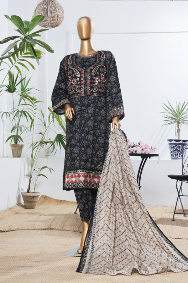 The 2551 - 3 Piece Bin Saeed Embroidered Luxury  Printed Coat Suit
