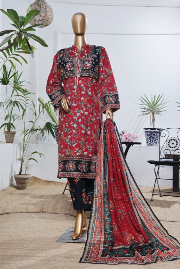 The 2552 - 3 Piece Bin Saeed Embroidered Luxury  Printed Coat Suit