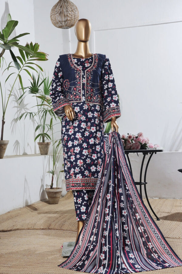 The 2557 - 3 Piece Bin Saeed Embroidered Luxury  Printed Coat Suit