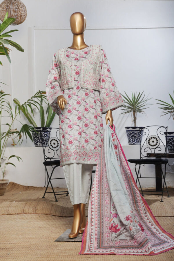 The 2558 - 3 Piece Bin Saeed Embroidered Luxury  Printed Coat Suit