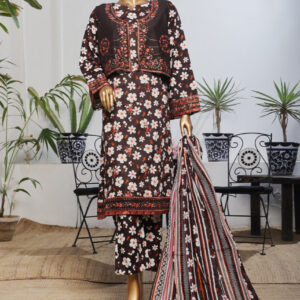 The 2559 - 3 Piece Bin Saeed Embroidered Luxury  Printed Coat Suit