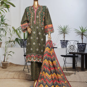 The 2561 - 3 Piece Bin Saeed Embroidered Luxury Printed Coat Suit