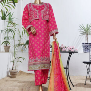 The 2550 - 3 Piece Bin Saeed Embroidered Luxury  Printed Coat Suit