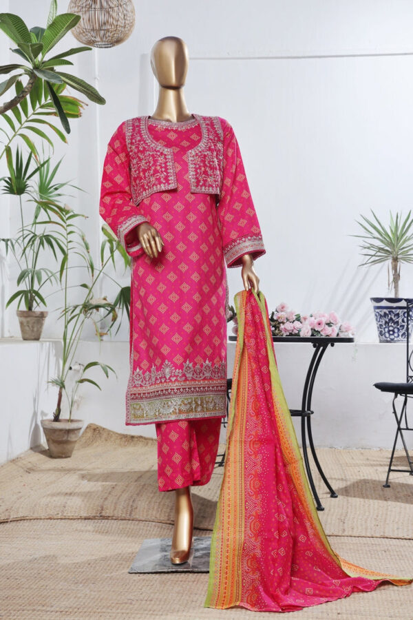 The 2550 - 3 Piece Bin Saeed Embroidered Luxury  Printed Coat Suit