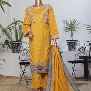 The 2562 - 3 Piece Bin Saeed Embroidered Luxury Printed Coat Suit