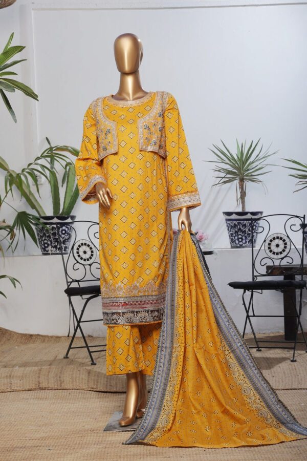 The 2562 - 3 Piece Bin Saeed Embroidered Luxury Printed Coat Suit