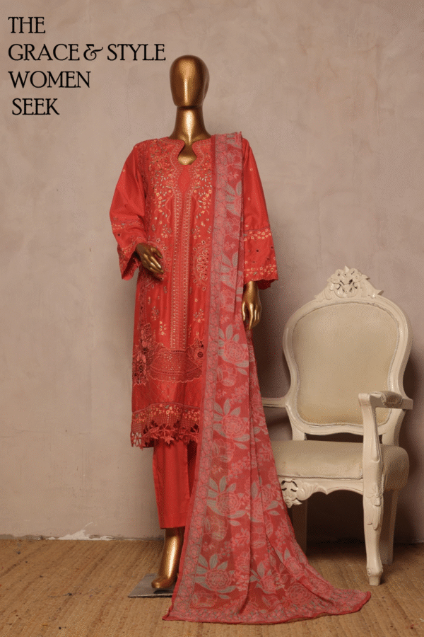 THE 1097 – 3 Piece Printed Embroidered Stitched Bin Saeed Luxury Suit