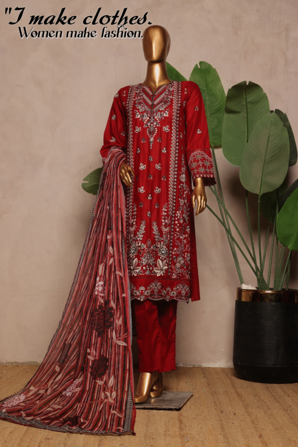 THE 1001 – 3 Piece Printed Embroidered Stitched Bin Saeed Luxury Suit