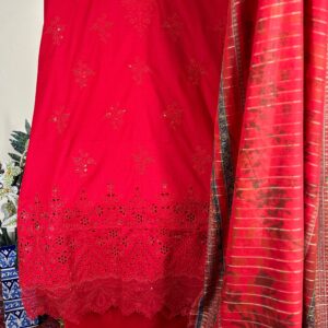 THE 444 – 3 Piece Unstitched Bin Saeed Lawn Chikankari Suit