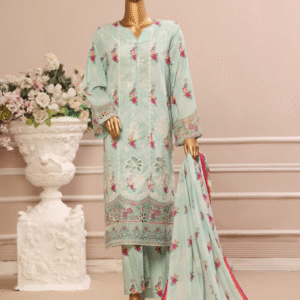 The 1122 – 3 Piece Printed Embroidered Stitched Bin Saeed Luxury Suit
