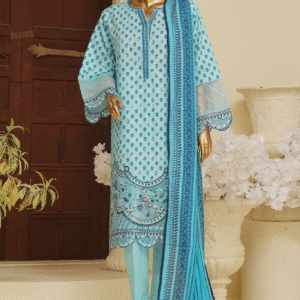 The 1144 – 3 Piece Printed Embroidered Stitched Bin Saeed Luxury Suit