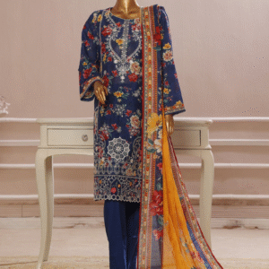 The 1175 – 3 Piece Printed Embroidered Stitched Bin Saeed Luxury Suit
