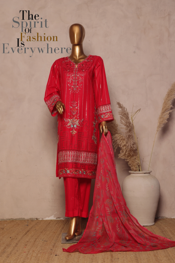 THE 1070 – 3 Piece Printed Embroidered Stitched Bin Saeed Luxury Suit