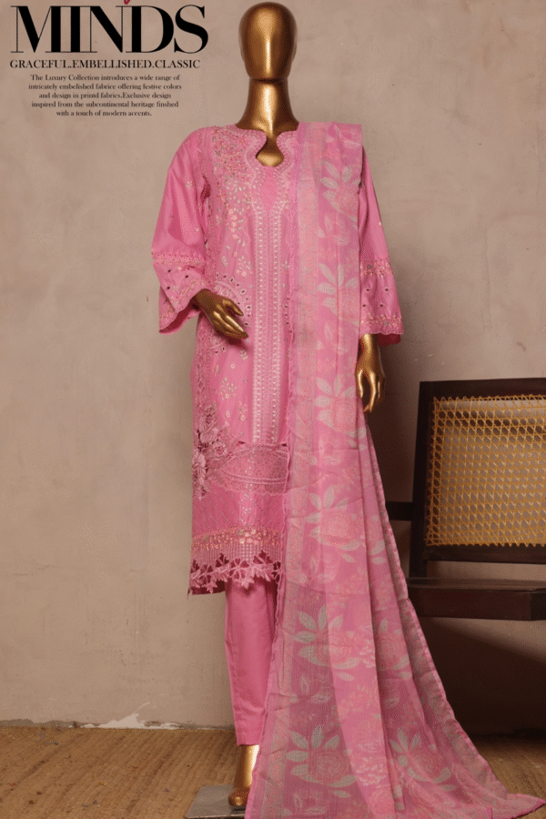 THE 1045 – 3 Piece Printed Embroidered Stitched Bin Saeed Luxury Suit