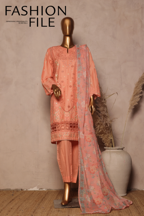 THE 1035 – 3 Piece Printed Embroidered Stitched Bin Saeed Luxury Suit